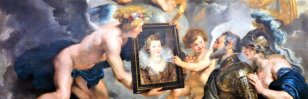 Peter Paul Rubens, Heinrich IV. empfängt das Bildnis der Maria de'Medici (Detail), 1622 - 1625, Paris, Musée du Louvre.